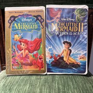 The Little Mermaid 1 and 2 VHS Walt Disney Clamshell Bundle Great Pre-Owned Cond
